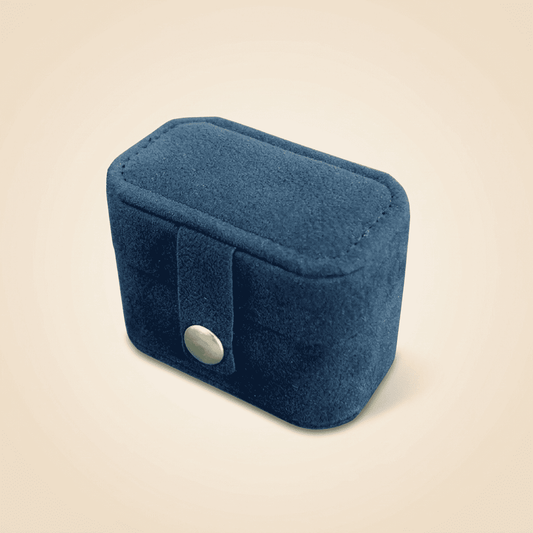 Ambrys, petit écrin à bague en velours de voyage, coloris bleu