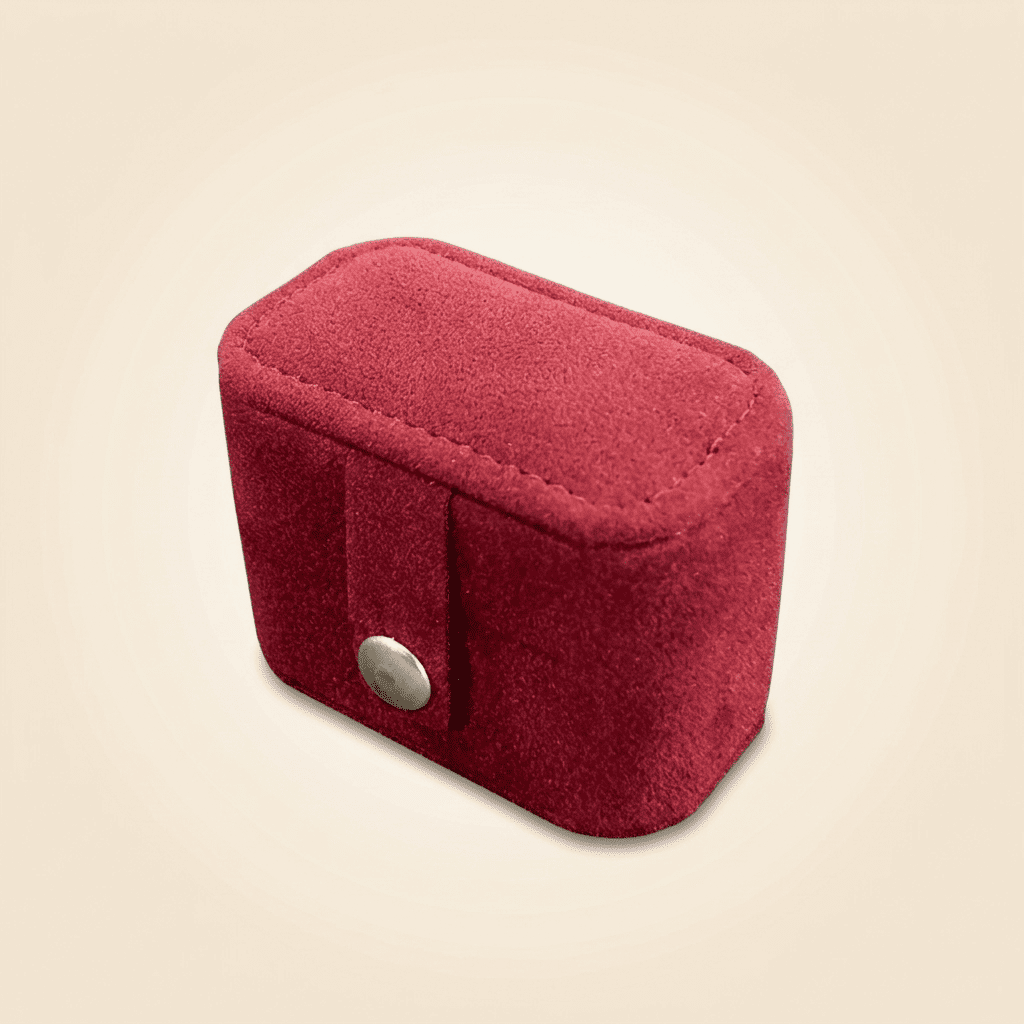 Ambrys, petit écrin à bague en velours de voyage, coloris rouge