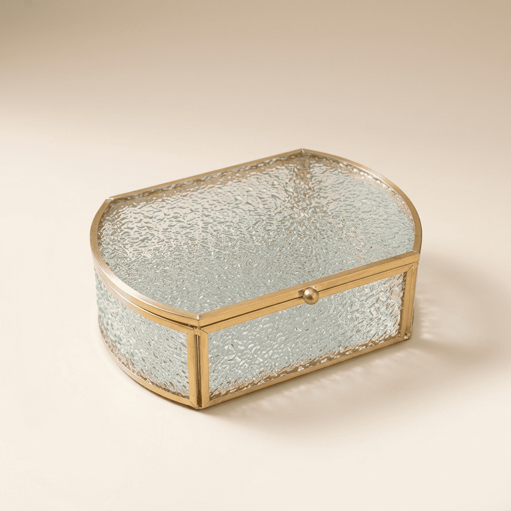 Aubélys, boîte à bijoux en verre martelé effet diamant, modèle petite taille