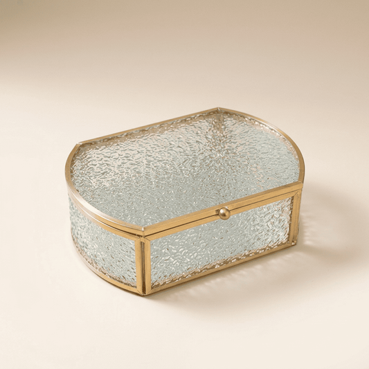 Aubélys, boîte à bijoux en verre martelé effet diamant, modèle petite taille