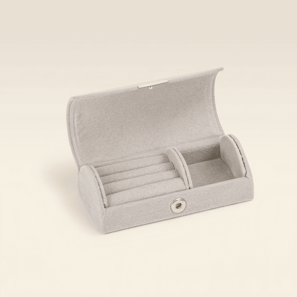 Boréalys, petite boîte à bijoux velours rétro coréen de voyage, coloris blanc