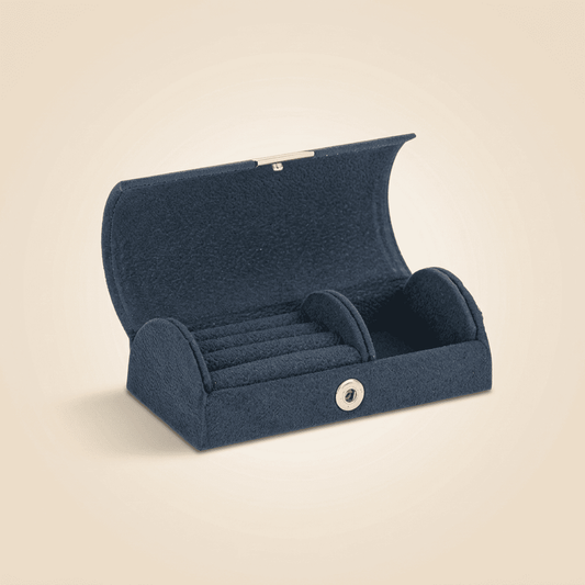 Boréalys, petite boîte à bijoux velours rétro coréen de voyage, coloris bleu