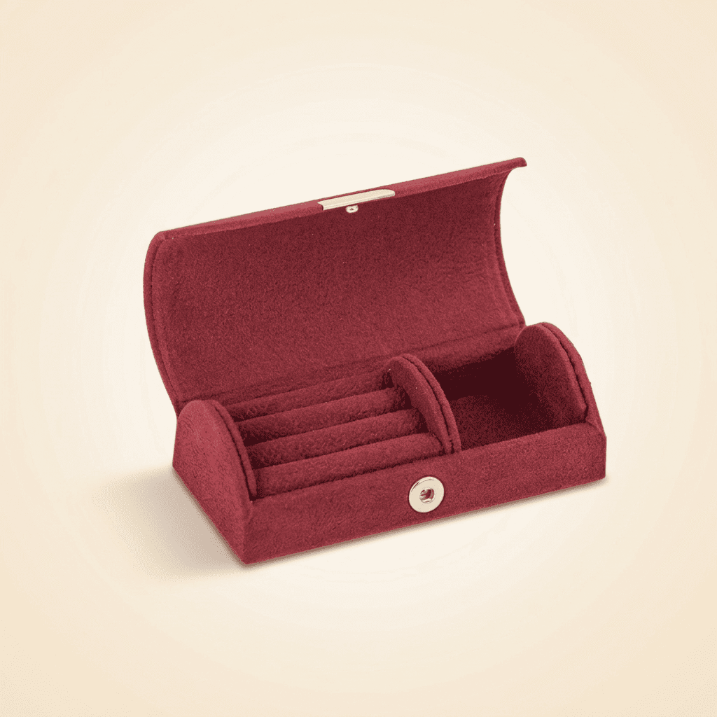 Boréalys, petite boîte à bijoux velours rétro coréen de voyage, coloris rouge
