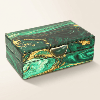 Brisys, boîte à bijoux en verre effet marbre vert, modèle petite taille