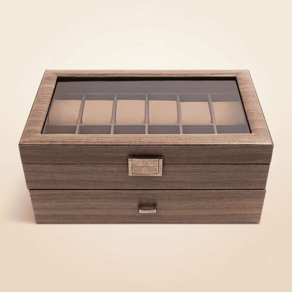 Baronys, grand coffret à montres en bois 24 compartiments, vue fermée