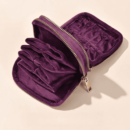 Diamélys, petite pochette à bijoux en velours de voyage, coloris violet