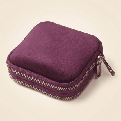 Diamélys, petite pochette à bijoux en velours, coloris violet, vue fermée