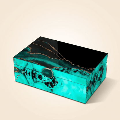 Éclélys, boîte à bijoux en verre effet marbre turquoise, modèle petite taille
