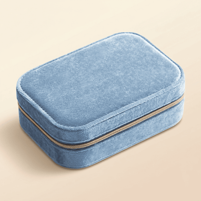 Écrinys, petit coffret à bijoux en velours de voyage, coloris bleu