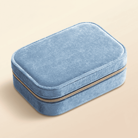 Écrinys, petit coffret à bijoux en velours de voyage, coloris bleu