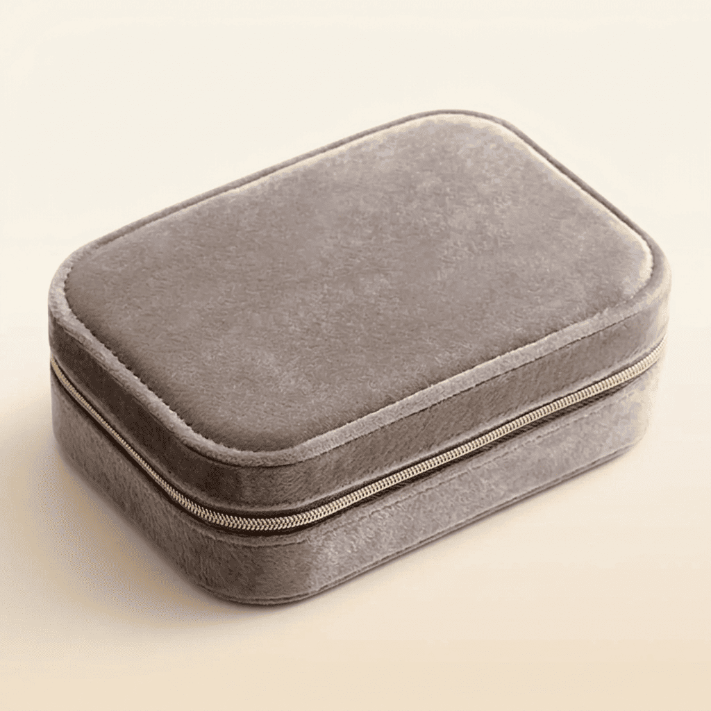 Écrinys, petit coffret à bijoux en velours de voyage, coloris gris