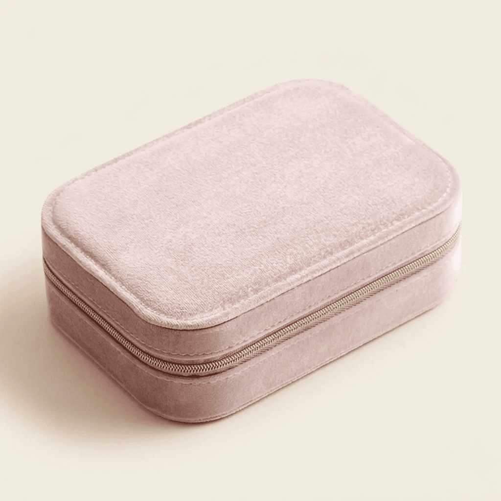 Écrinys, petit coffret à bijoux en velours de voyage, coloris rose
