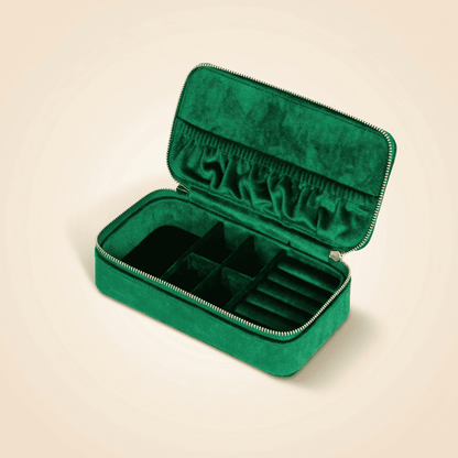 Émeraldys, petite boîte à bijoux en velours de voyage, coloris vert