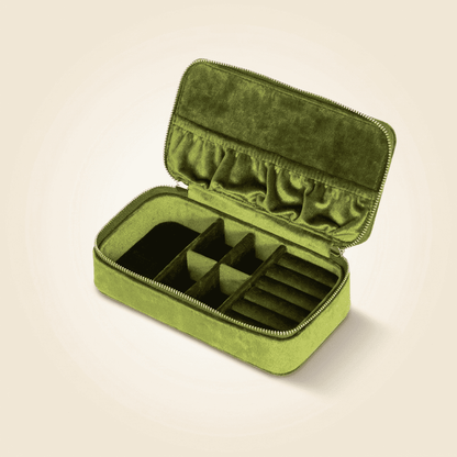 Émeraldys, petite boîte à bijoux en velours de voyage, coloris vert clair