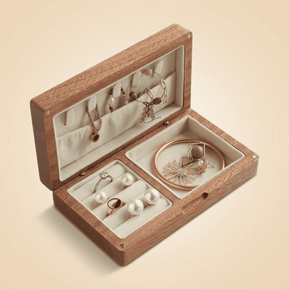 Havrys, petite boîte à bijoux en bois de voyage, vue ouverte