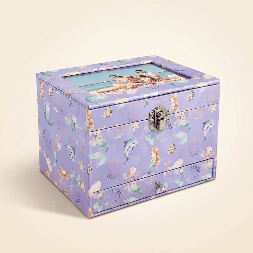 Iridys, grande boîte à musique sirène et miroir, vue fermée
