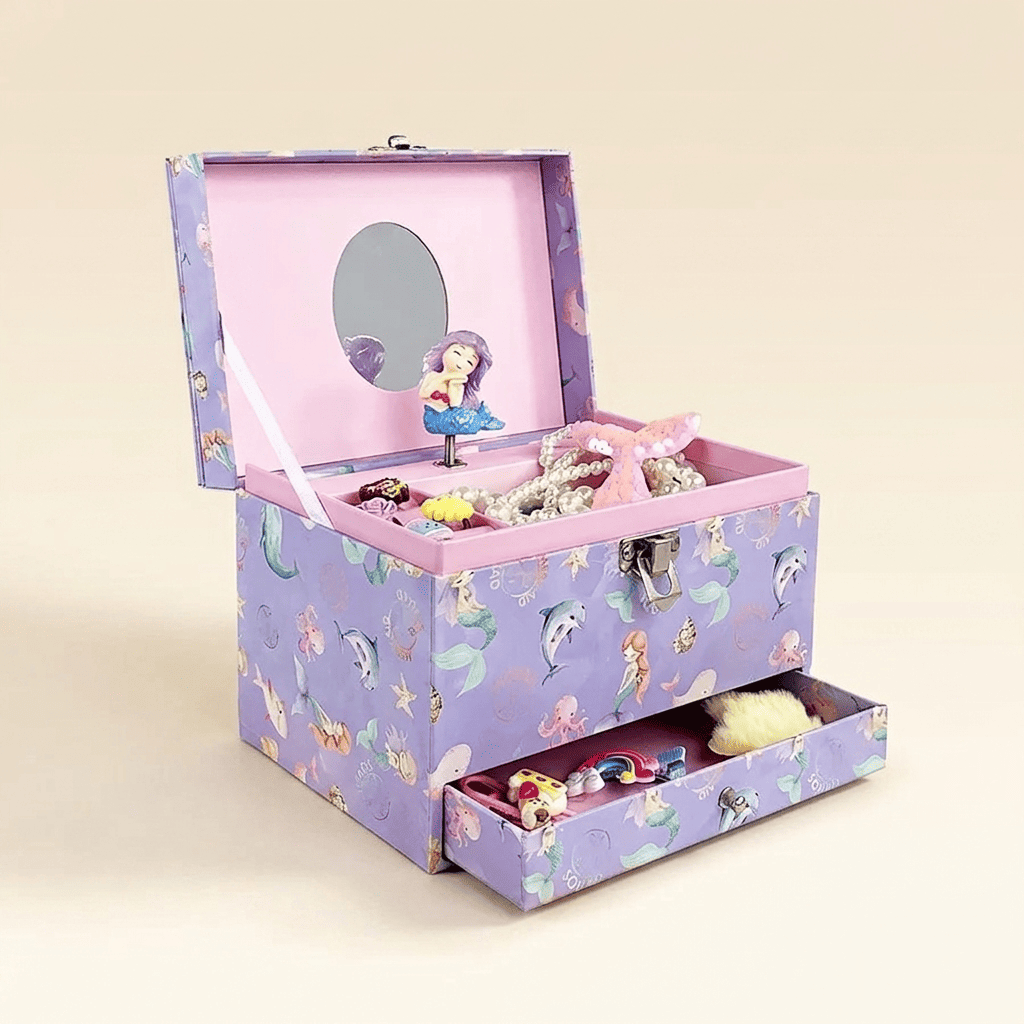 Iridys, grande boîte à musique sirène et miroir, vue ouverte