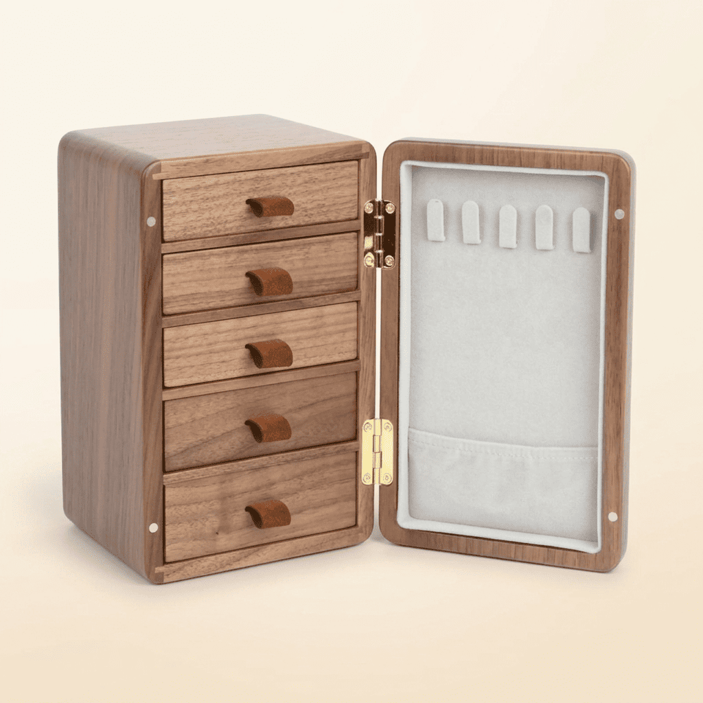 Sylvélys, boîte à bijoux en bois 5 tiroirs, vue fermée