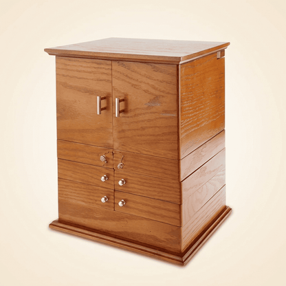 Marbrys, grand coffret à bijoux en bois et miroir, vue fermée