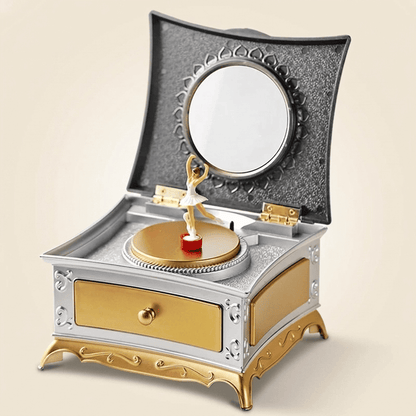 Mélodys, petite boîte à musique ballerine et miroir pour fille, coloris or