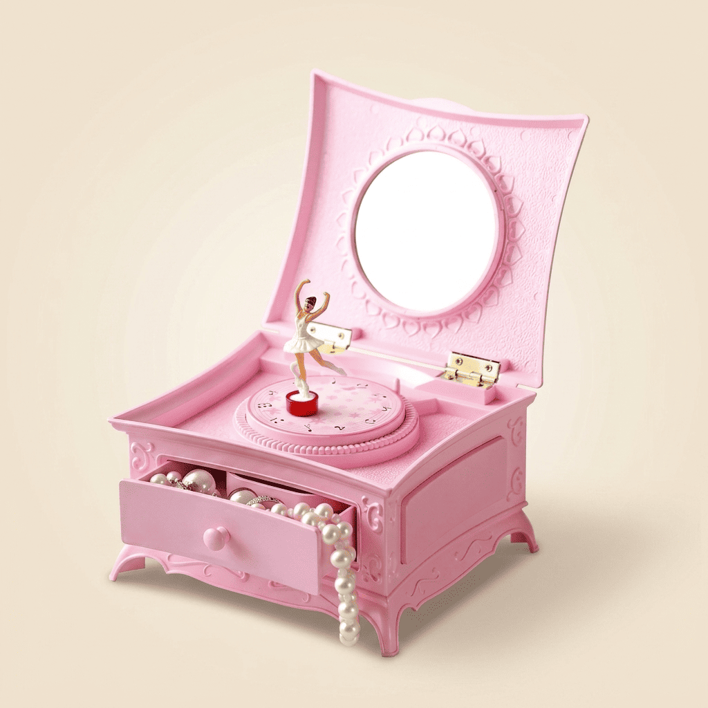 Mélodys, petite boîte à musique ballerine et miroir pour fille, coloris rose