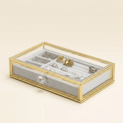 Miralys, coffret à bijoux en verre et cuivre doré, modèle 1 tiroir