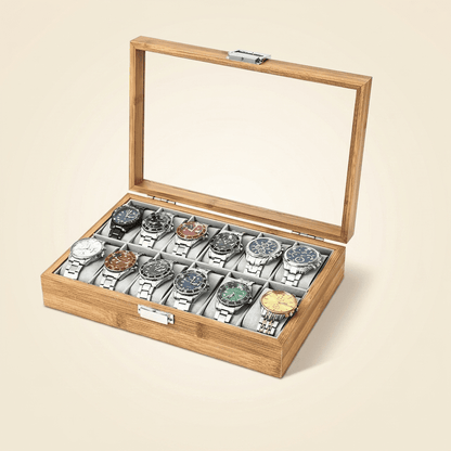 Muselys, coffret à montres homme en bambou, capacité 12 montres