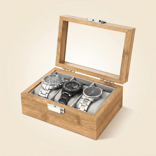 Muselys, coffret à montres homme en bambou, capacité 3 montres