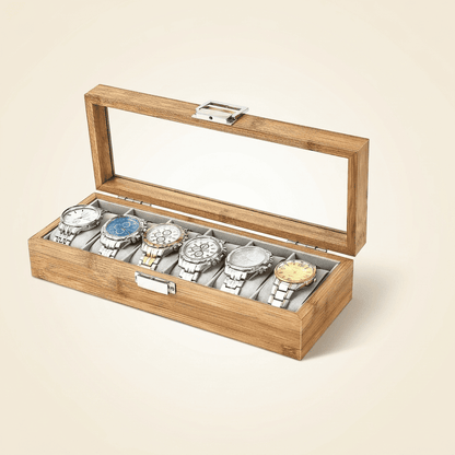 Muselys, coffret à montres homme en bambou, capacité 6 montres