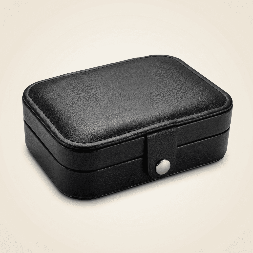 Nomadys, petite boîte à bijoux cuir de voyage, coloris noir