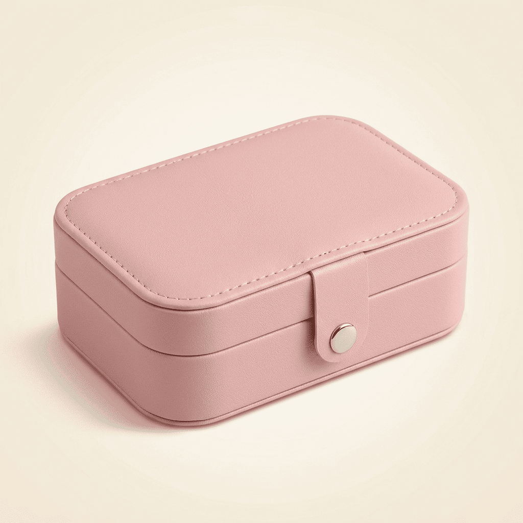 Nomadys, petite boîte à bijoux cuir de voyage, coloris rose