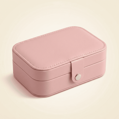 Nomadys, petite boîte à bijoux cuir de voyage, coloris rose