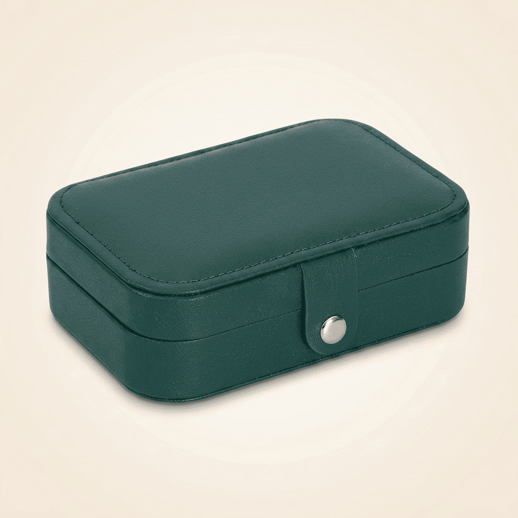 Nomadys, petite boîte à bijoux cuir de voyage, coloris vert