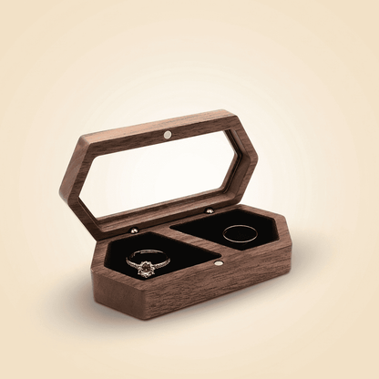 Rosélys, petit écrin à bague en bois de noyer et verre, vue 3