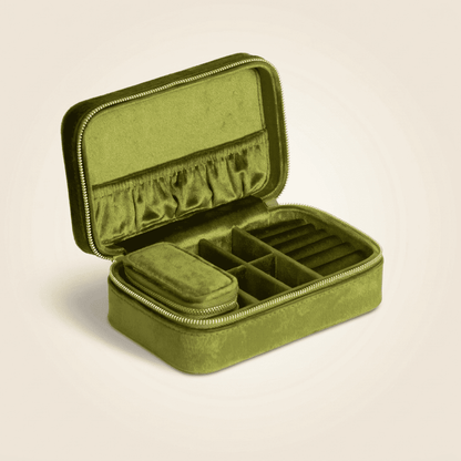 Rubélys, boîte à bijoux en velours et pochette bonus, coloris vert clair