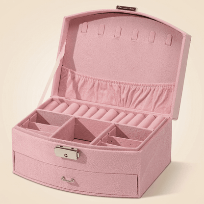 Solarys, boîte à bijoux en velours 3 niveaux, coloris rose