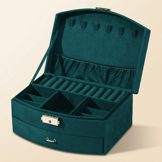 Solarys, boîte à bijoux en velours 3 niveaux, coloris vert