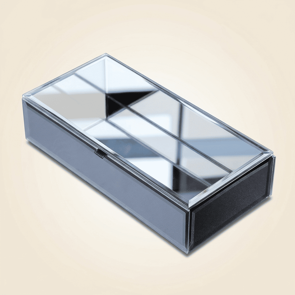 Trésorys, petite boîte à bijoux en verre miroir, finition grise sans gravure